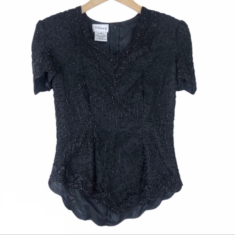 Stenay Vintage Silk Beaded Top Size Small